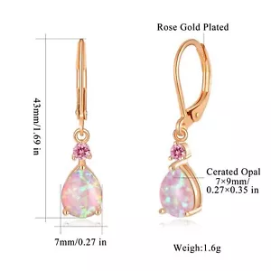Träne Opal Stein hängen Ohrringe - Träne tropfenbeschichtet Zirkonia Ohrring 1 Paar - Bild 1 von 25
