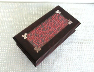 Vintage peruanisches Huayruro Samen, Zedernholz Schmuckkästchen mit zwei Fächern - Bild 1 von 11