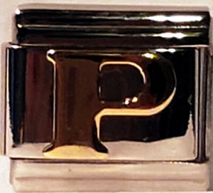Letter "P" Golden 9mm Italian Charm Stainless Steel JM Italia - Picture 1 of 1