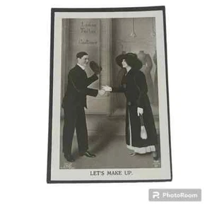 Postal RPPC Pareja Vamos a Maquillar Romántico De Colección A157 - Imagen 1 de 3