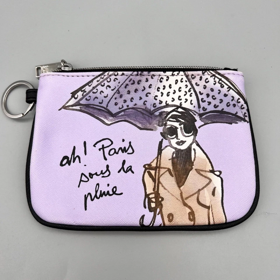 Izak New York Ah Paris Sous la Pluie Cosmetic Bag Coin Purse Clutch Mini Bag - Image 1 of 4