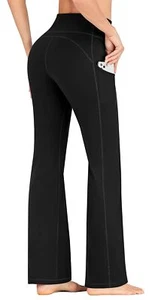 Bootcut Yoga Pants for Women with Pockets High Waisted Workout Pants Tummy Co... - Picture 1 of 6