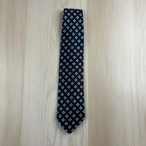 Ermenegildo Zegna Mens Blue Office Silk Neck Tie Black Geometric 59x4 Inches - Picture 1 of 14