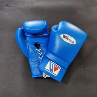 THUNDER MOVE Professional Winning Blue Boxing Gloves Made with Cowhide Leather All Sizes