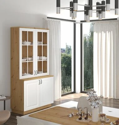 Küchenbuffet Stilo 100 cm Esszimmer Landhaus Weiss Eiche Artisan Buffet Küche - Bild 1 von 4