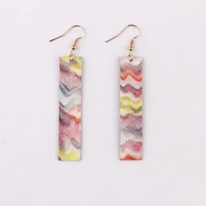 Glitter Laser Vegan Leather Long Bar Earrings for Women Lightweight Drop Jewelry - Picture 1 of 27