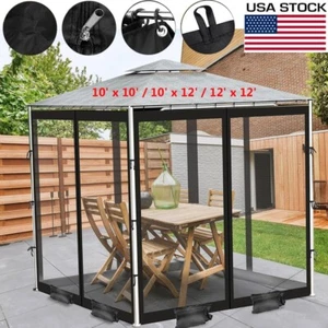 Outdoor Mosquito Netting Gazebo Replacement Netting Screen Wall w/ Zipper & Door - Picture 1 of 21