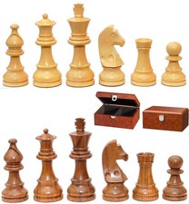 Tito scacchi legno sheesham bossostile Staunton. Re h mm.76, Scatola radica