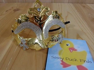 MASQUERADE MASK with Glitter Accents Plastic Gold or Silver YOU CHOOSE ONE - Picture 1 of 3