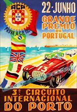 Grande Primio De Portugal 1952 Car Races Vintage Poster Print Retro Style Art