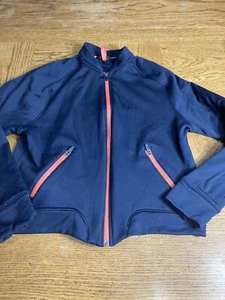 Lands End Women’s Size L/P 14-16 Blue Fleece Full Zip Up Coat Jacket - Picture 1 of 8