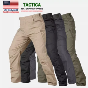 Mens Cargo Pants Tactical Waterproof Work Pants Outdoor Hiking Combat Trousers - Picture 1 of 43
