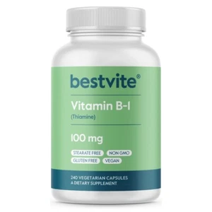 Vitamin B-1 (Thiamine) 100mg (240 Vegetarian Capsules) - Vegan-Gluten Free - Picture 1 of 6