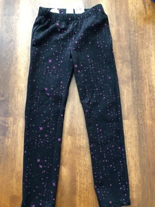 gap kids girls Black Leggings With Pink Glitter Star Print, Size XS (4-5) NEW - Picture 1 of 7