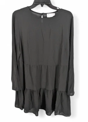 ASOS DESIGN Curve Women’s Tiered Long Sleeve Mini Dress Black Size 12 - Image 1 of 4