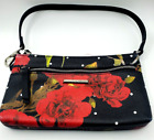 Dana Buchman Bag Floral Red an Black Handbag Purse Small