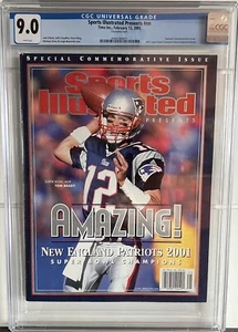 2002 Sports Illustrated Tom Brady First Cover CGC 9.0 - Picture 1 of 3