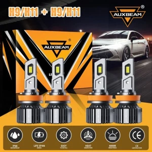 AUXBEAM H9 H11 Combo LED Headlights Hgih + Low Beam 90W 20000LM 6500K Bright Kit - Picture 1 of 12