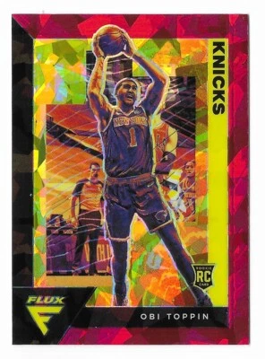 Obi Toppin 2020-21 Panini Flux Cracked Ice Red Prizm Rookie #206 Knicks Parallel - Image 1 of 2