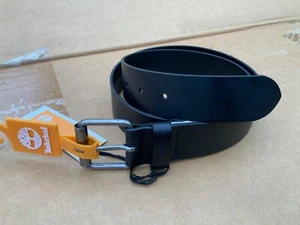 Timberland  Mens 4cm Leather Belt Medium 90cm fits 36”-38” Black New Logo Keeper - Picture 1 of 5