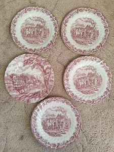 Vintage Rare Set of 5 Myotts 'Country Life' and Royal Mail Red Dinner Plates - Picture 1 of 4