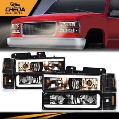 Par de faros de tubo LED aptos para Chevy GMC Sierra C/K Silverado 88-98 Foto 1 de 4