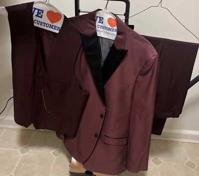 Ryan Seacrest Distinction Suit Jacket  W/ Matching INC Vest And Pants (Wine) - Image 1 of 4