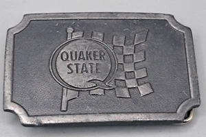 Vintage Quaker State Motor Oil Pewter Belt Buckle by Hit Line USA - Picture 1 of 5