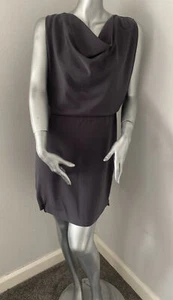 Oasis Grey Sleeveless Zip Detail Cowl Neck Dress Pockets Uk 12 - Picture 1 of 8