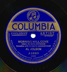 AL JOLSON on 1923 Columbia A3880 - Morning Will Come - Picture 1 of 1