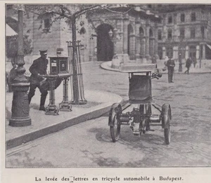 1904  --  HONGRIE  LA LEVEE DES LETTRES EN TRICYCLE AUTO A BUDAPEST  POSTE 3C237 - Picture 1 of 1