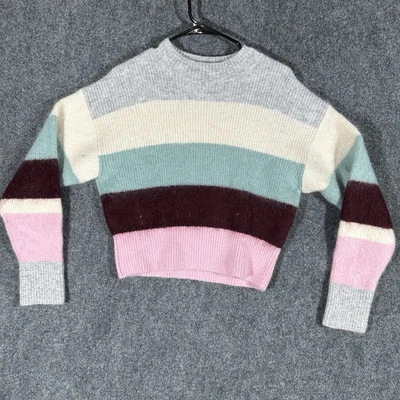 Suéter de lana a rayas H&M Colorblock talla pequeña mezcla de lana mohair Foto 1 de 4