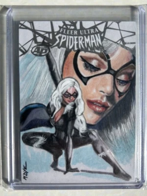 Black Cat - Marvel AP Sketch Card - Fleer Ultra Spider-Man  17 Marcia Dye WOW 🤩 - Image 1 of 2