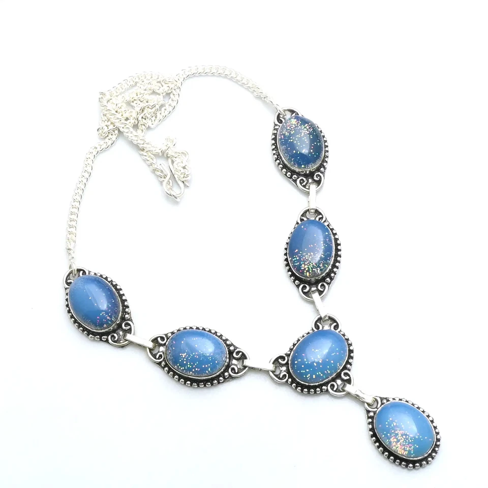 Fire Opal Gemstone Ethnic Handmade Necklace Jewelry For Women 26 Gms AN 12952 - Image 1 of 1