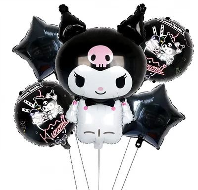 5pc Sanrio Balloons Hello Kitty Kuromi Birthday Black Balloon Decorations - Image 1 of 3
