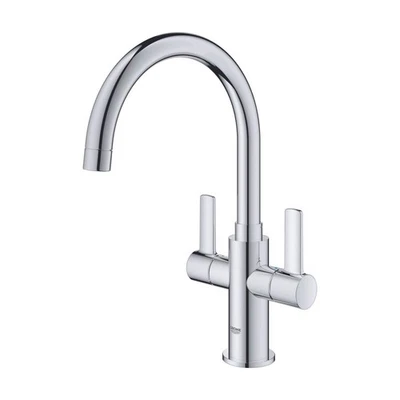 Grohe Kitchen Tap Mixer Chrome Double Lever Swivel Spout Contemporary Faucet - Image 1 of 4