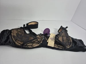 Cacique Lane Bryant Black Lace Quarter Cup Lightly Lined Sexy Bra 42C - Picture 1 of 9