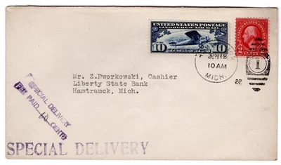 C10 Lindbergh 10c Airmail 1927 First Day Cover - Unofficial U/O Hamtramick MI - Image 1 of 2