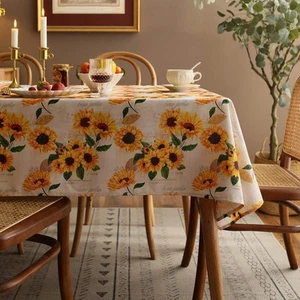 Sunflower Tablecloth,Orange Floral Table Cloth for Square Tables,Waterproof R... - Picture 1 of 6