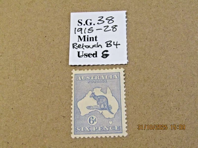 AUSTRALIA 1915 6d ULTRAMARINE M/MINT SG38 RETOUCH BEFORE S IN SIX - Image 1 of 3