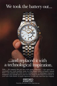 1996 Seiko Kinetic Watch: We Took the Battery Out Vintage Print Ad - Picture 1 of 1