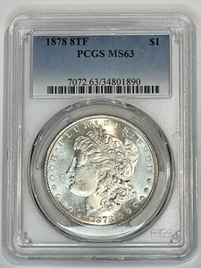 1878 8TF Morgan Silver Dollar $1 PCGS MS63 Bright White Blazer - Picture 1 of 2