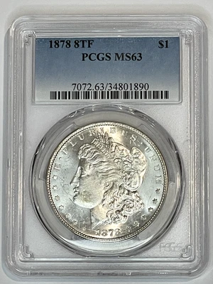 1878 8TF Morgan Silver Dollar $1 PCGS MS63 Bright White Blazer - Image 1 of 2