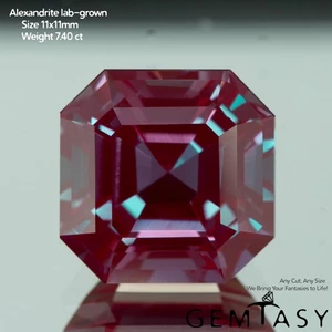 Cut stone - Alexandrite Czochralski (Pulled) lab grown, facet 11x11mm 7.4-8.12ct - Picture 1 of 4