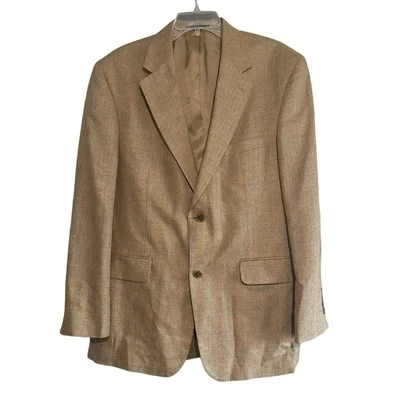 Lands End VTG Silk Blazer Houndstooth Plaid Sport Coat Men's 42R Suit Jacket EUC - Image 1 of 4