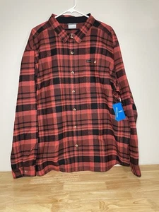 NWT Columbia Pitchstone Heavyweight Flannel Shirt Mens 2XL Red Black Plaid $55! - Picture 1 of 15