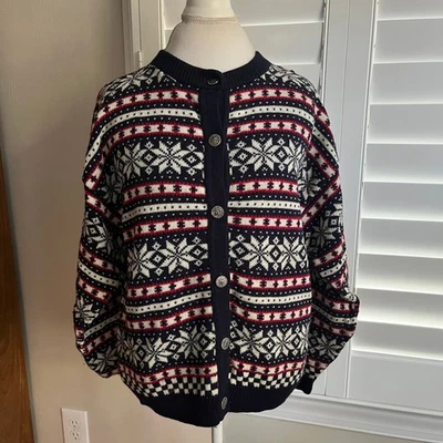 Vintage Pendleton Fair Isle Wool Cardigan Sweater XL Made USA Nordic Snowflake - Image 1 of 4