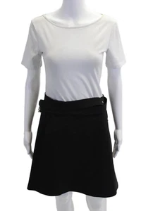 Michael Kors Womens Cotton Two Pocket Knee Length Wrap Skirt Black Size 4 - Picture 1 of 6