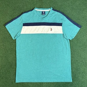 POLO RALPH LAUREN T-Shirt Men's Large Blue Short Sleeve V-Neck 100% Cotton - Picture 1 of 6