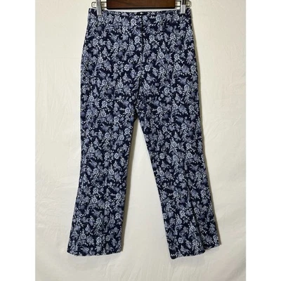 Drew Anthropologie Women's Isabelle Capri Pants Blue Floral Stretch Size 8 - Image 1 of 4